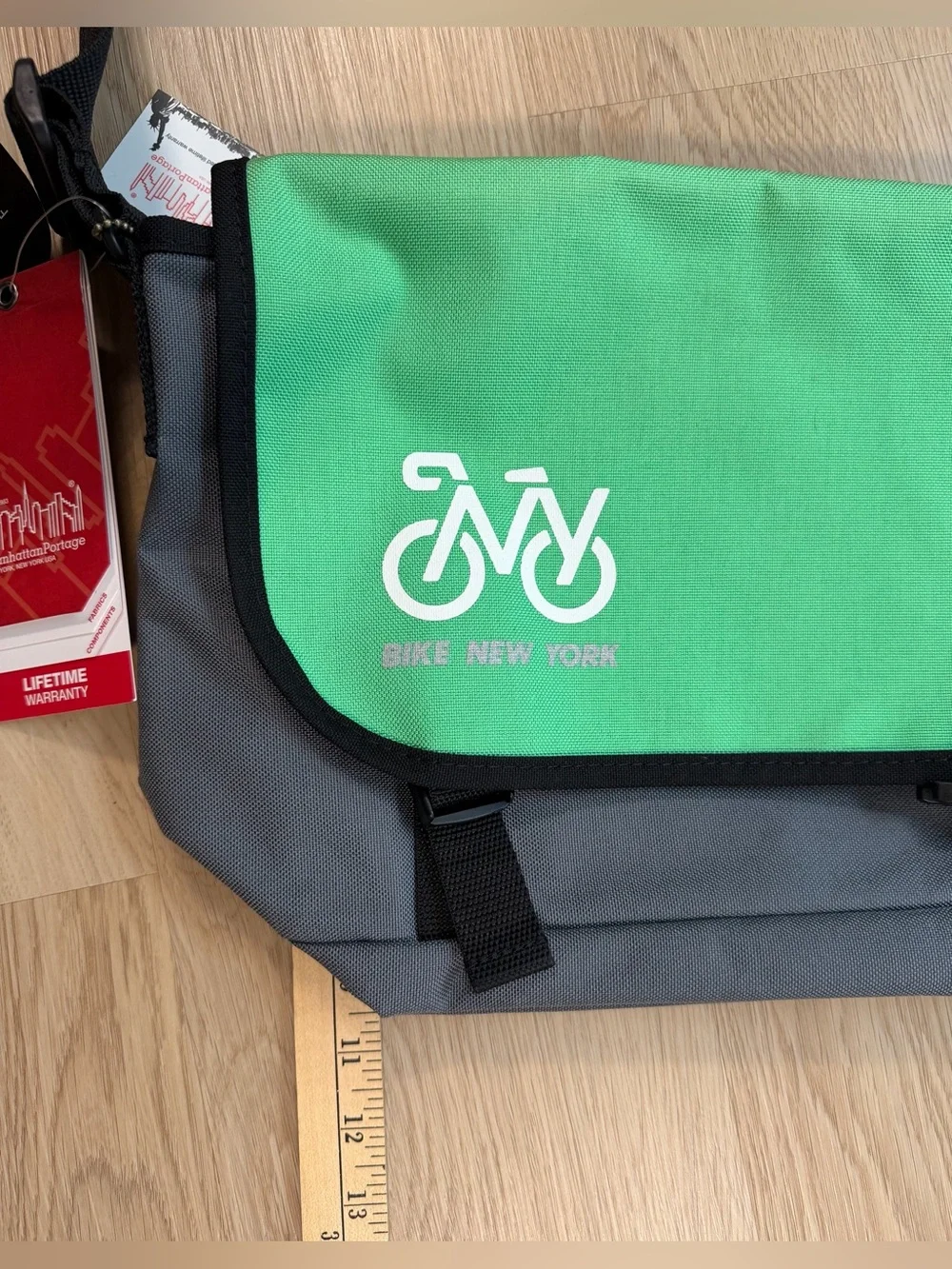 NEW Manhattan Portage Bike New York Straphanger Messenger Bag Green Grey BIKENY